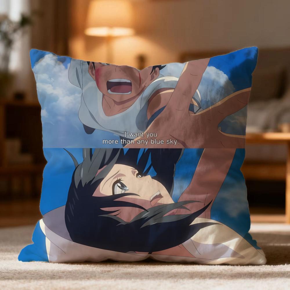 Popular W-WWeathering With You Cushion Cover Soft Washable Pillow Case Multi-Scene for Couch Bed Travel Office Use