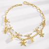 Bohemia Starfish Conch Pearl Beaded Choker Layered Necklace for Women Imitation Pearls Dolphin Summer Beach Vacation Jewelry