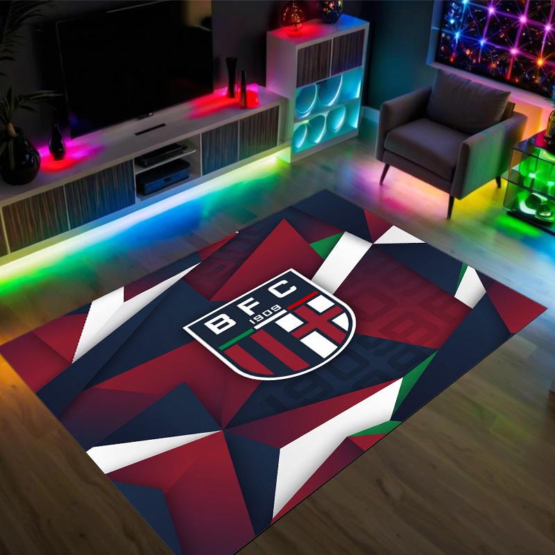 Bologna FC Design Crystal Velvet Carpet Cozy Non?Slip Printed Rug For Bedroom Living Room Entrance