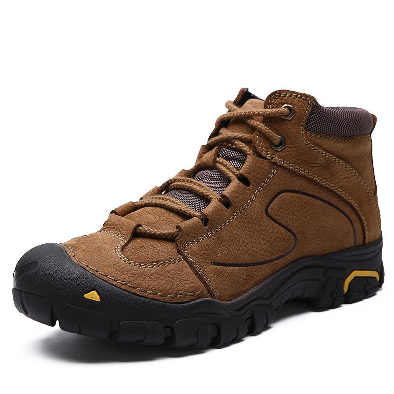 Autumn and Winter Hiking Shoes Cotton-Padded Shoes with Velvet Men's Leather Non-Slip Waterproof Winter Warm Men's Outdoor Snow Boots