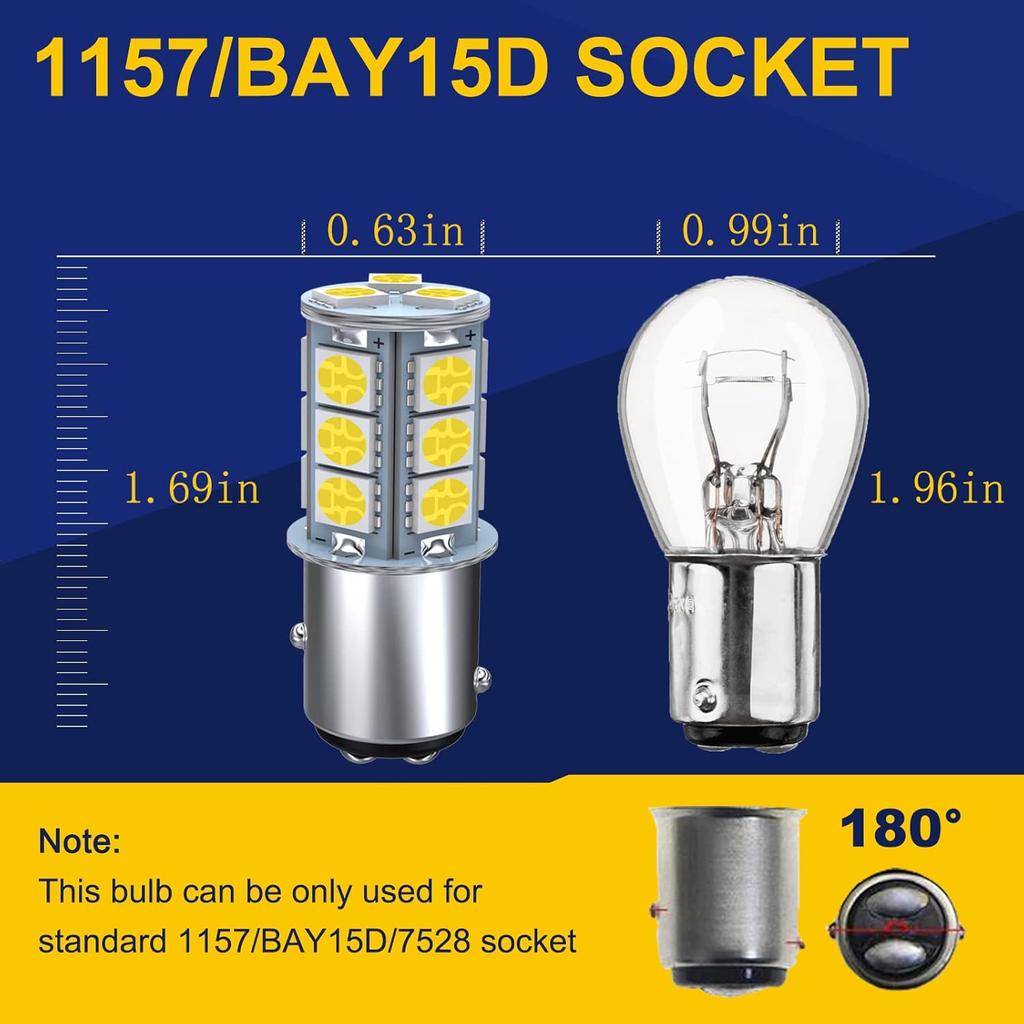 GIVEDOUA 1157 LED Car Bulb, BAY15D 7528 2057 2357 LED Replacement Light Bulbs For 12V RV Car Camper Trailer Brake Lights, Super Bright 5050 18-SMD