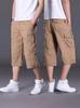 Men's Summer Loose Cargo Capri Pants - Plus Size, Multi-pocket, Mid-length, Outdoor Sports Casual Shorts