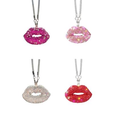 Bling Lippen Kristall Kristall Rückspiegel Anhänger Auto Innendekoration Anhänger Modischer Rückspiegel Anhänger für Frauen