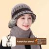 Fashion Outdoor Thickened Fleece Knitted Hat Winter Rabbit Fur Baseball Cap Warm Bow Basin Cap For Middle-Aged And Elderly