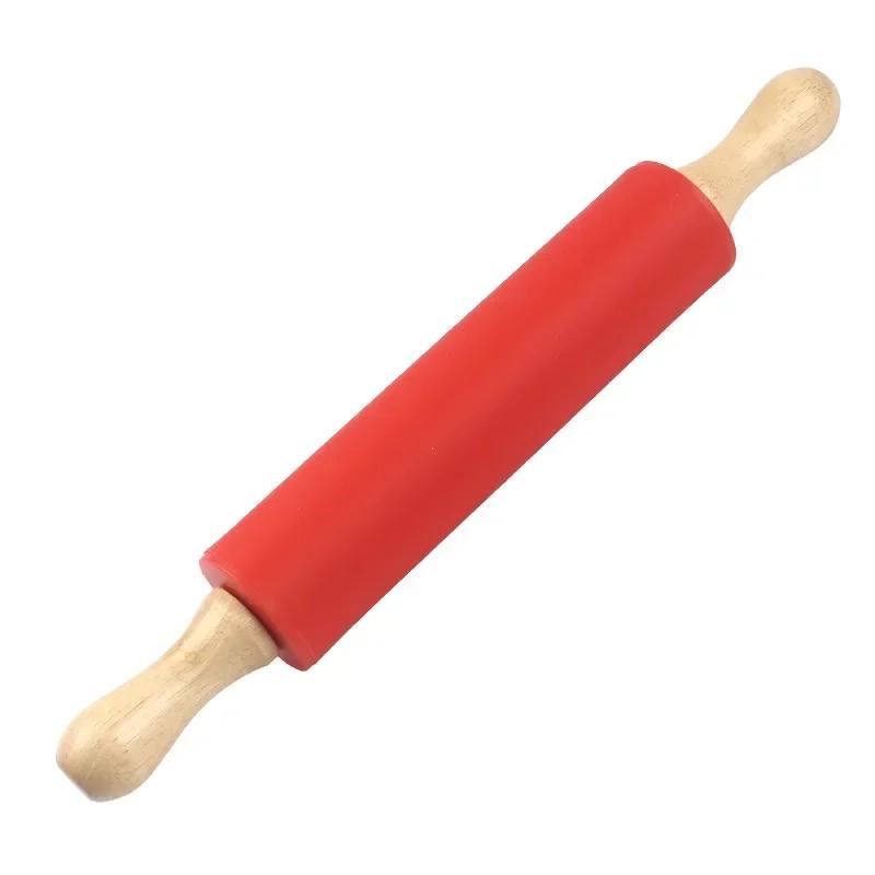 Silicone Christmas Rolling Pins for Kids, Non-stick Surface and Comfortable Wood Handles for Baking Bakery Accessories