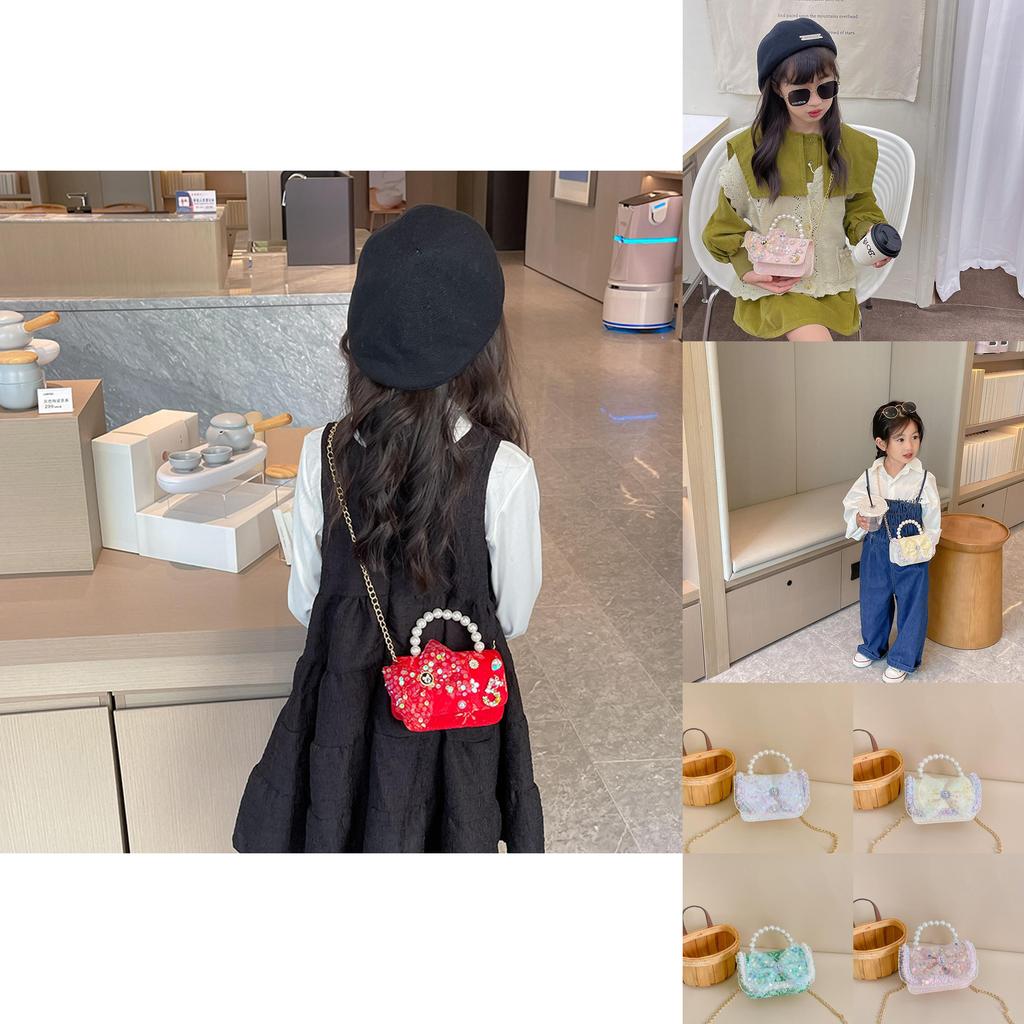 Adorable Mini Princess Bow Crossbody Bag For Kids With Chic Pearl Detail And Stylish Chain