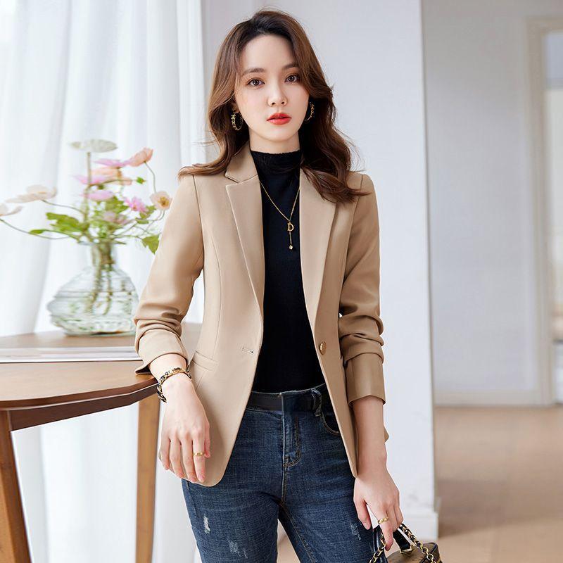 Hochwertiger neuer Frühlings-/Herbst-Damenmantel für zierliche Damen mit Stil, lässige und trendige, schultergepolsterte, hochwertige Anzugjacke