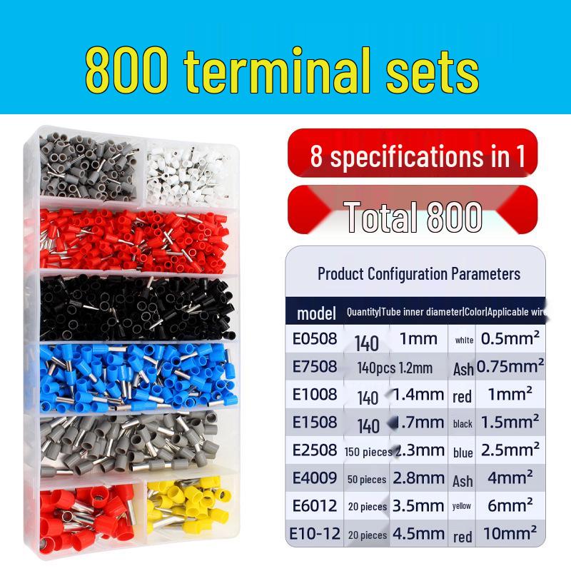 VE Insulated Wire Connector Crimping Pliers with Copper Terminal Pins, 4/6 Sides