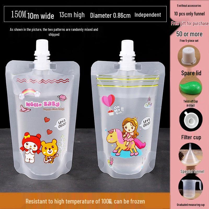 Disposable Transparent Spout Bag for Soy Milk, Chinese Medicine, Soup, or Beverages - Self-Standing and Convenient for Takeaway