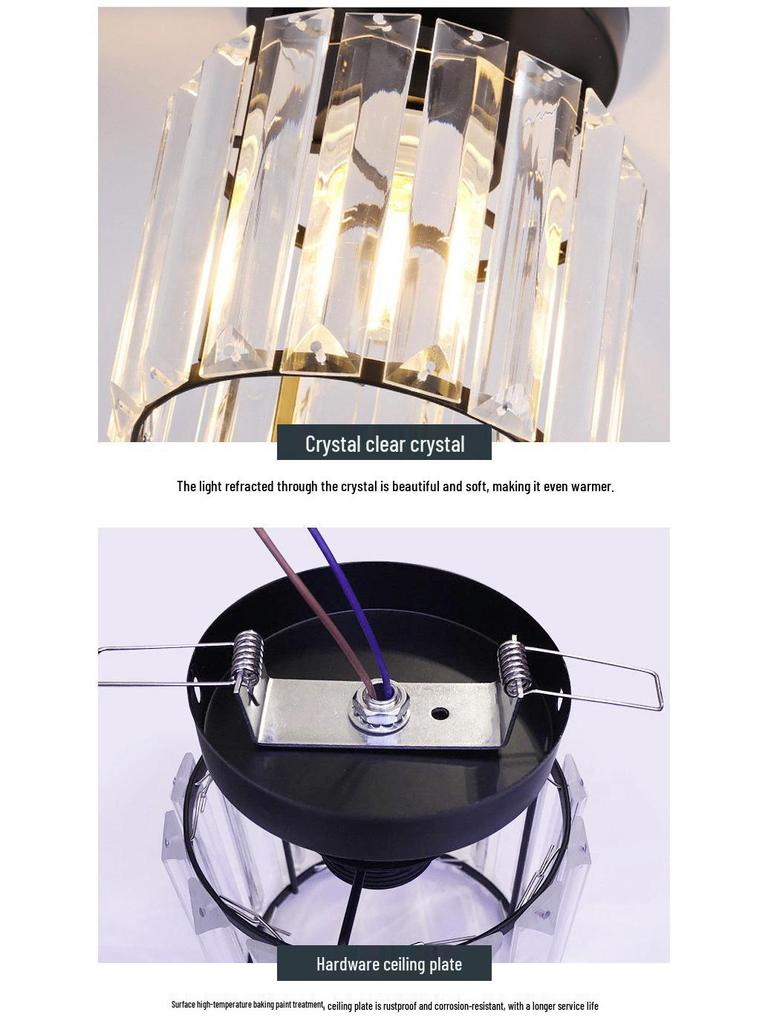 Crystal Ceiling Light for Modern Spaces - Elegant, Simple, Nordic Design for Corridors, Balconies, Entrances, and Bedrooms