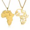 Dawapara Afrika Karte Kontur Halskette Stamm Tiere Elefant Löwe Anhänger Edelstahl Afrikanischer Schmuck Neujahrsgeschenk