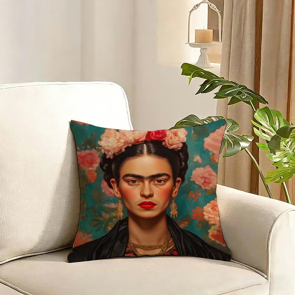 FFrida KKahlo Cushion Cover Reversible Plush Pillow Cover Soft Fluffy Home Decor for Sofa Bedroom