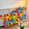 Hochdichte Kurzflor-Decke für Sofa, Nickerchen, Raum, Weich, Hautfreundlich, Lachende Blume, Kunstwerk von Takashi Murakami