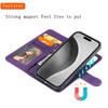 For iPhone 16 Pro Case 2 in 1 Detachable Magnetic Leather Wallet Mobile Cover with Strap