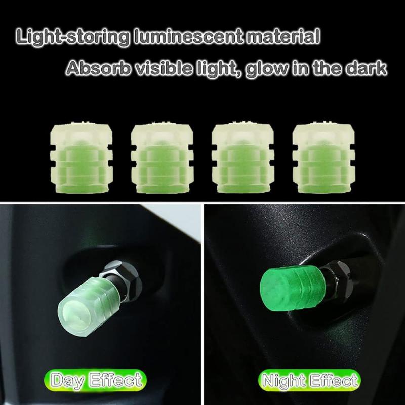 4/8PCS Colorful Luminous Tyre Valve Caps Fluorescent Night Caps Motorcycle Bike Night Glowing Cap Decor Nozzles Tyre Accessories