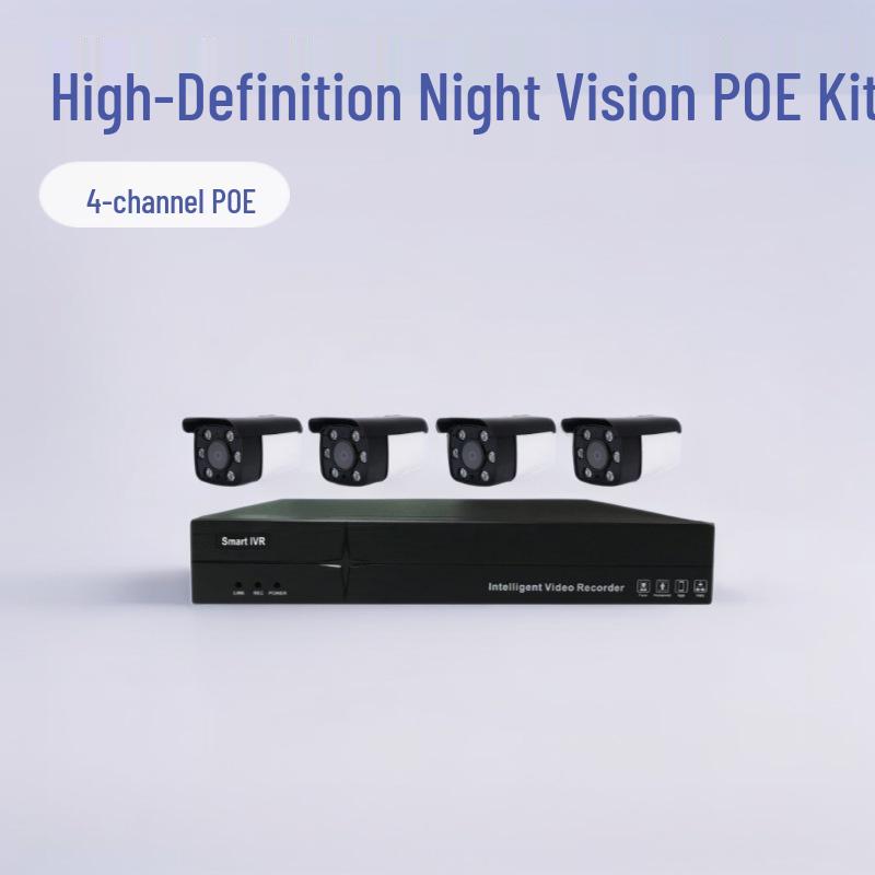 4MP 4-Channel PoE Outdoor Surveillance Camera Kit with Dual Light Night Vision.