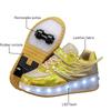 Boys Girls Kids USB Rechargeable Luminous Casual Sneakers LED Light Wheel Outdoor Parkour Roller Skates Sport