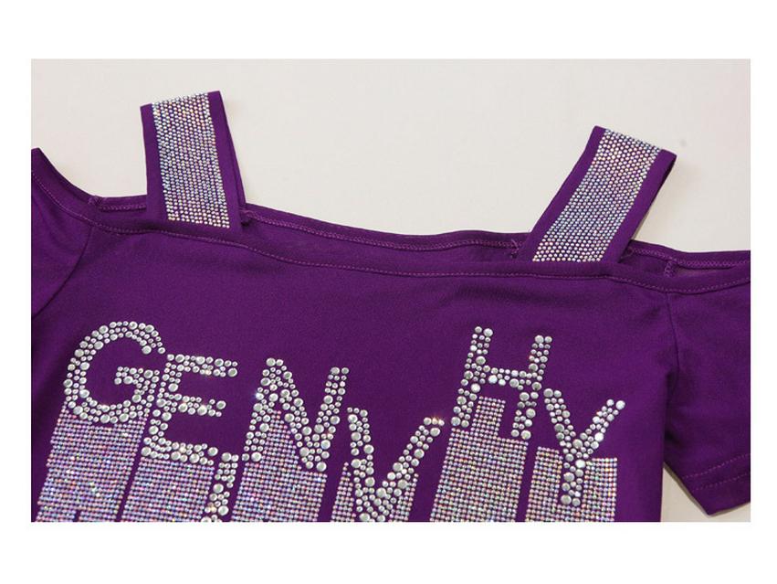 Vară 2024 Bluză cu straturi duble din mătase de gheață cu strasuri, cu umerii goi și spate gol