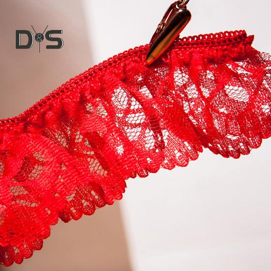 Women G String Thong Faux Pearl Decor Lace Fabric Rose Decor Pornographic Shirring Solid Color Honeymoon Wedding Night Lady Panties