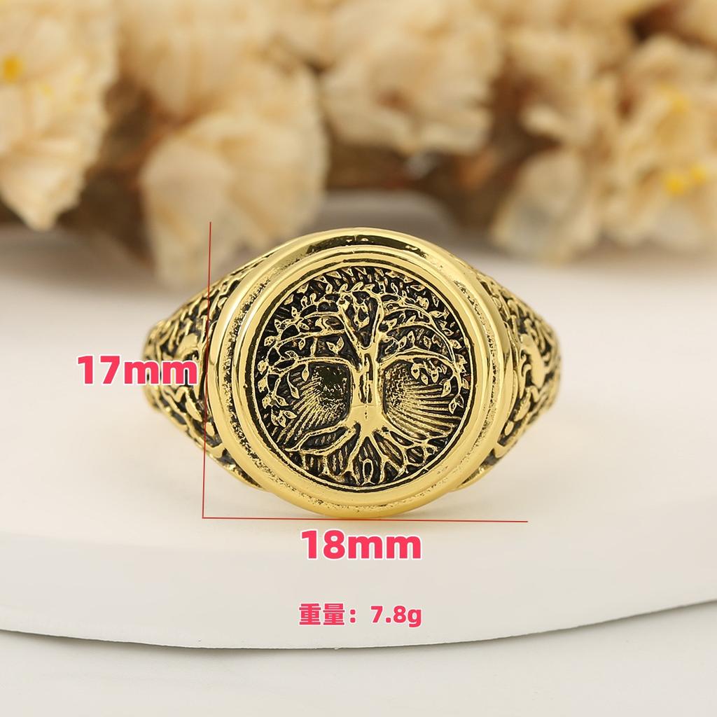 Vintage Geometric Hollow Tree Of Life Ring Unique Niche Design Personality Finger Band Fashion Jewelry Accessory
