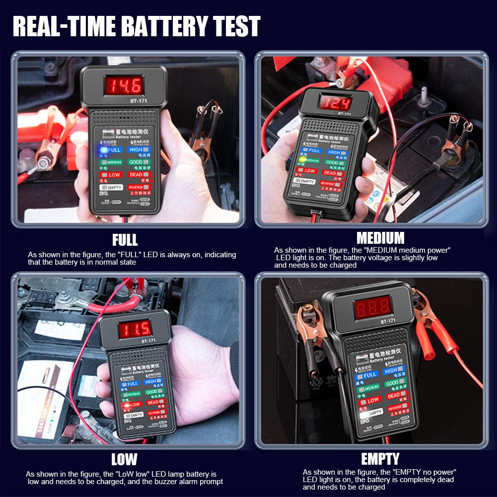 Car Battery Tester 12V LCD Digital Auto Battery Cranking Battery Charging Analyzer Tester Tool Circut Checker H7I7