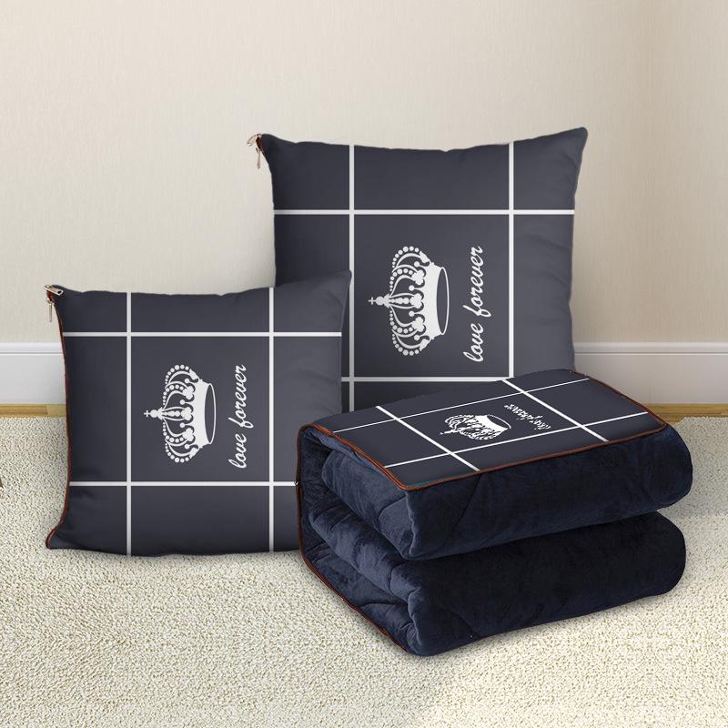 Custom Cartoon Plush Throw Pillow Blanket with Fleece Lining
