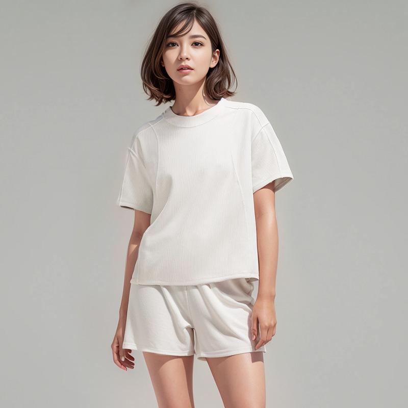Women's Ribbed Nylon Yoga T-Shirt - Loose, Comfortable, and Casual for Fitness and Outdoor Activities