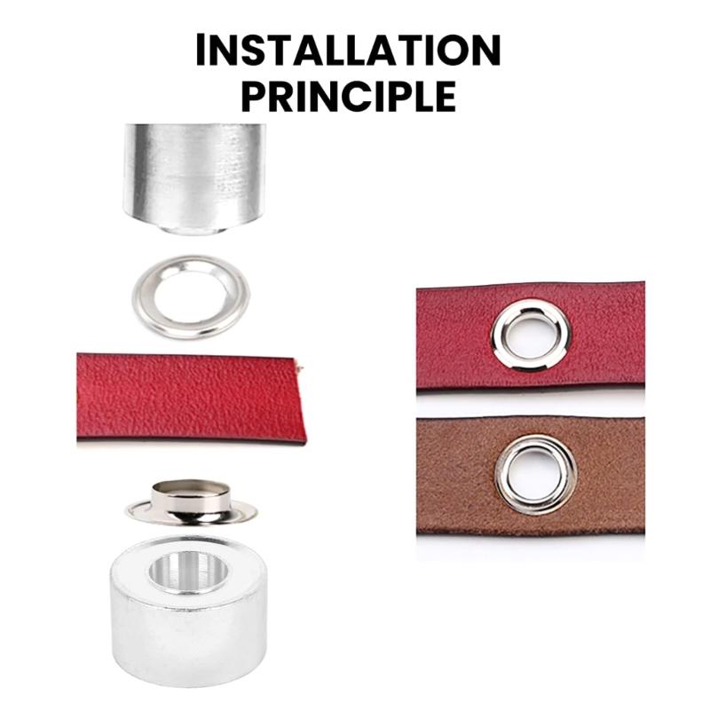 20mm Stříbrné očko a děrovací nástroj na očka Sada Kovový knoflík pro DIY Kožedělné výrobky Oblečení Boty Pás Taška Průchodka