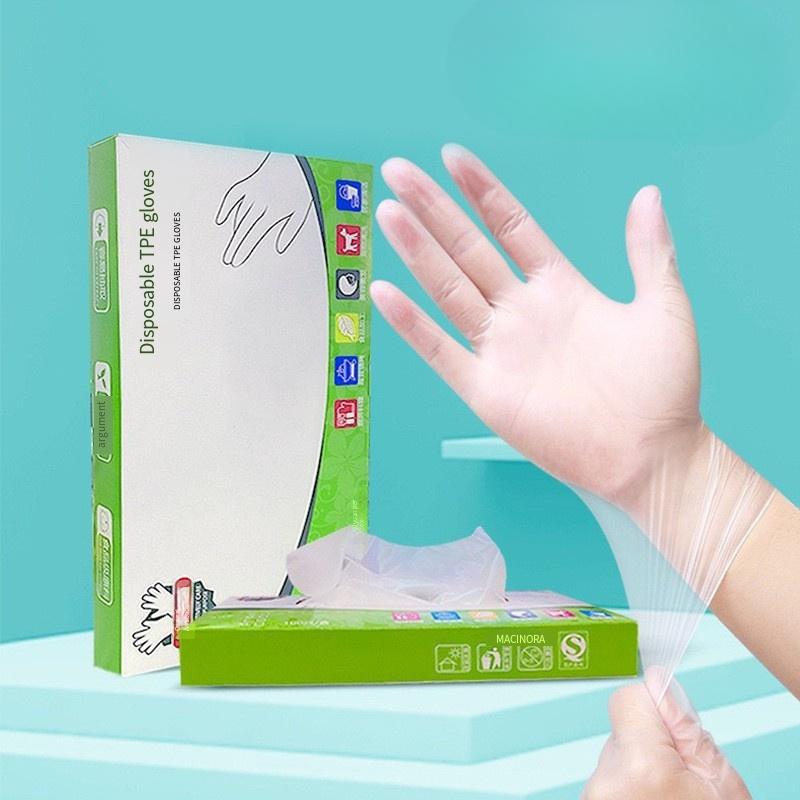 1PC Disposable Gloves Thickened Boxed, Transparent Film Gloves TPE Gloves Catering Takeaway Housework Hand Film