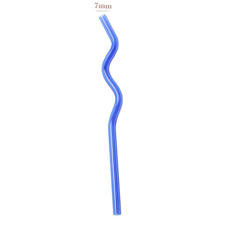 Wavy Colorful Clear Drinking Straw High Borosilicate Glass Straw Glass Tube Party Bar Drinkware Reusable Glass Straws