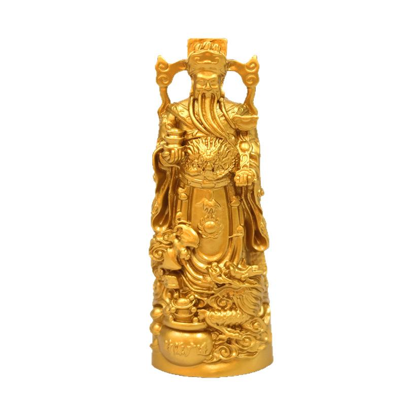 Gold-Plated Wealth God Buddha Statue Ornament for Home and Shop Worship Ruyi Bodhisattva Metal Craft Gift Wholesale