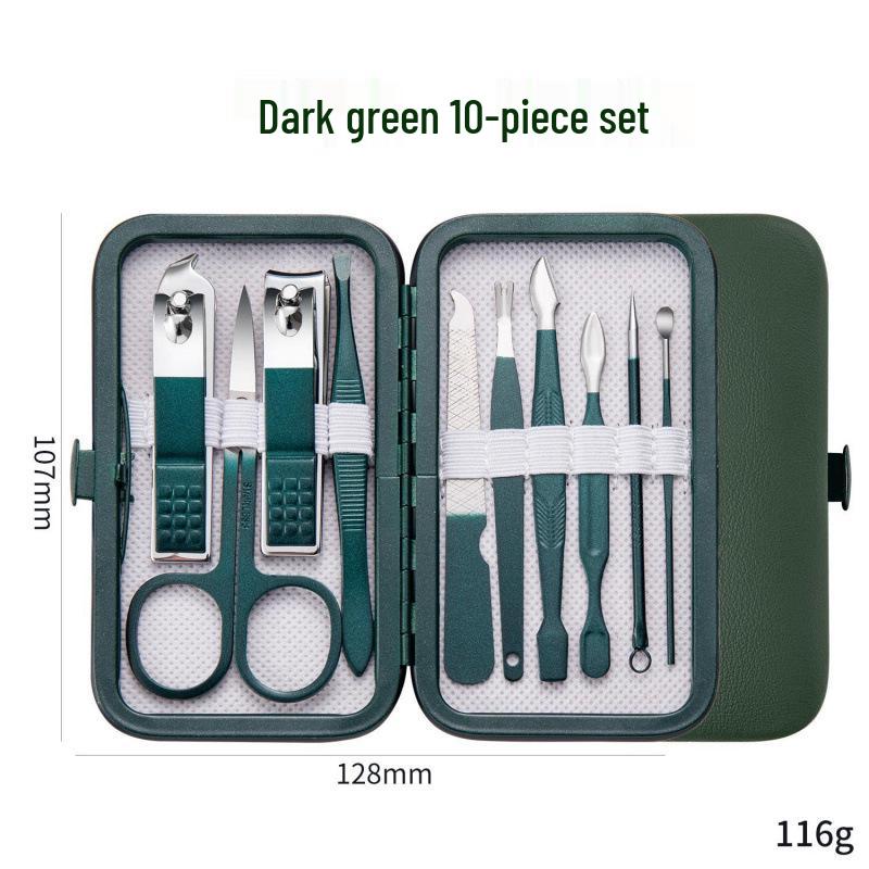 Dark Green 18-Piece Manicure & Pedicure Stainless Steel Tool Set
