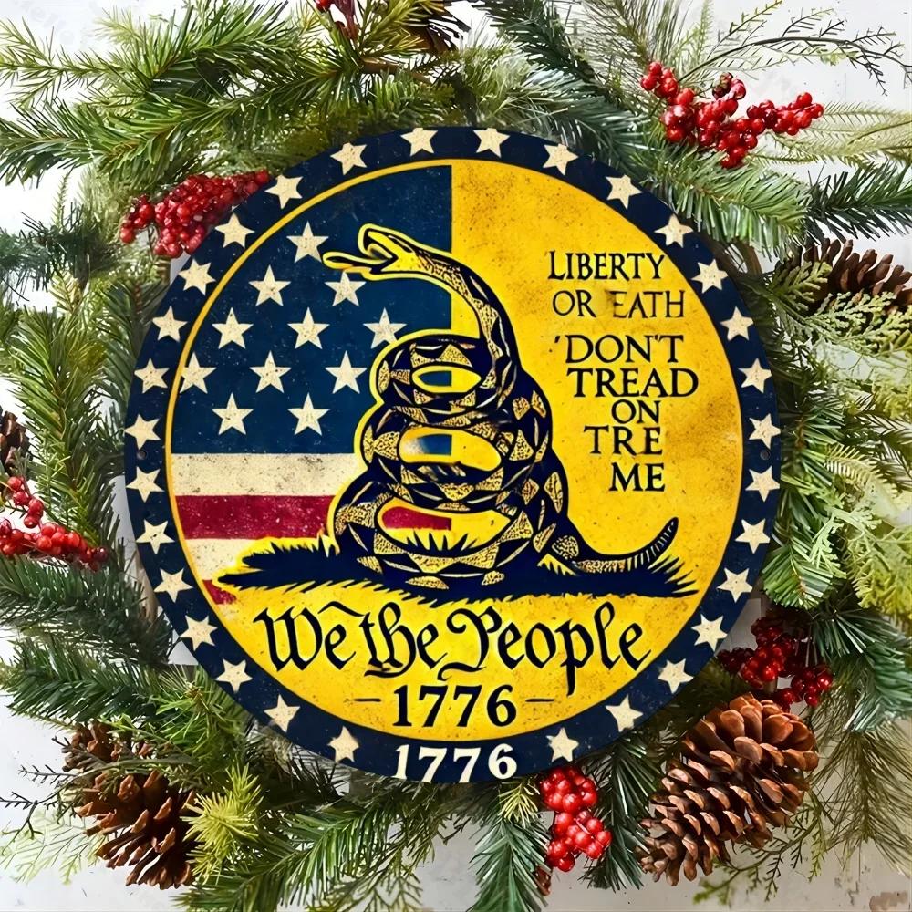 1776 Nie depcz na mnie Okrągły metalowy znak. Aluminiowa dekoracja ścienna do domu, biura, salonu, baru, kawiarni, do użytku wewnątrz i na zewnątrz, trwały prezent.