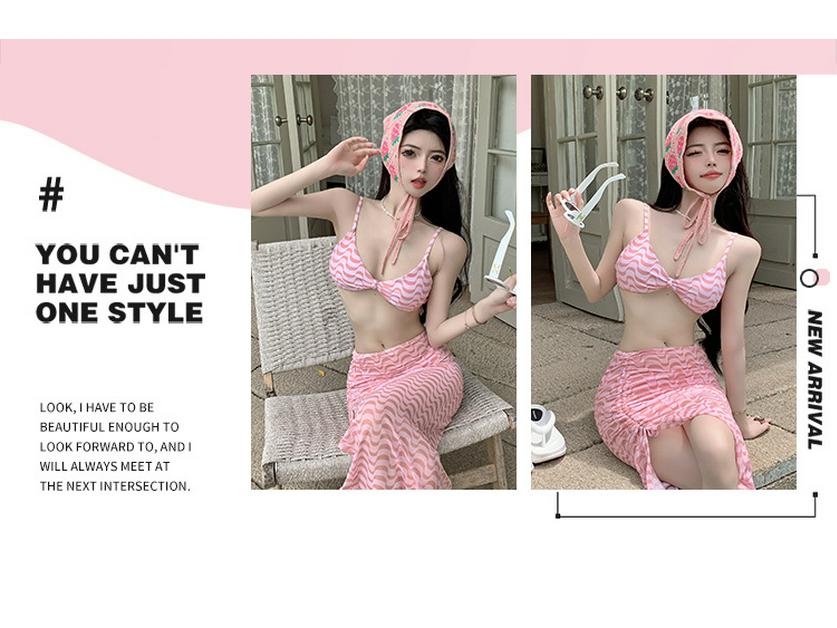 Women's French High-End Three-Piece Swimsuit: Sexy Split Style Bikini with Long Skirt