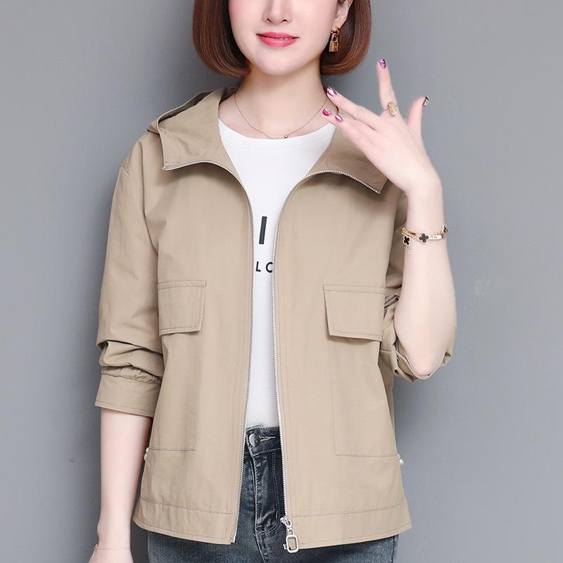 Women's Petite Hooded Trench Coat - Casual & Stylish for Spring & Autumn