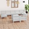 Vidaxl 10-Cz. Garden Lounge Set, White, Pine Wood
