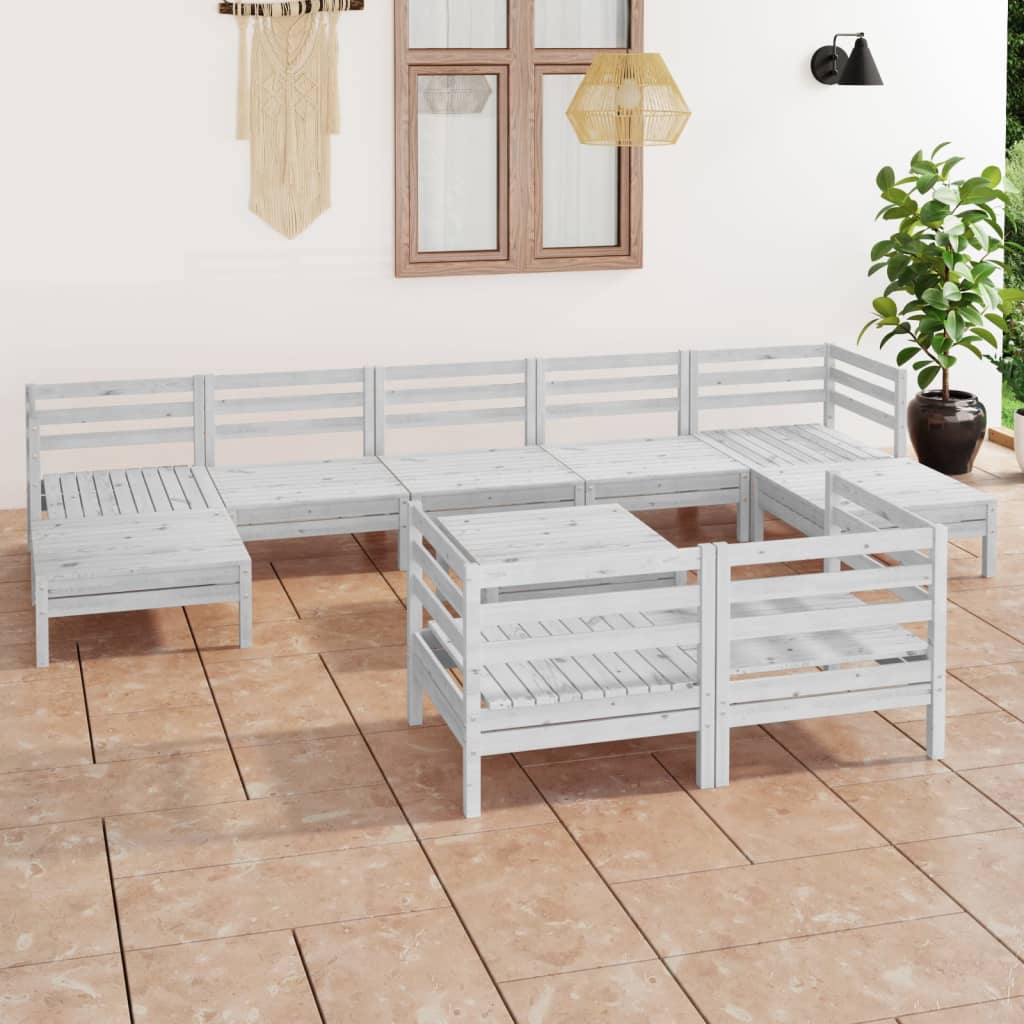 Vidaxl 10-Cz. Garden Lounge Set, White, Pine Wood