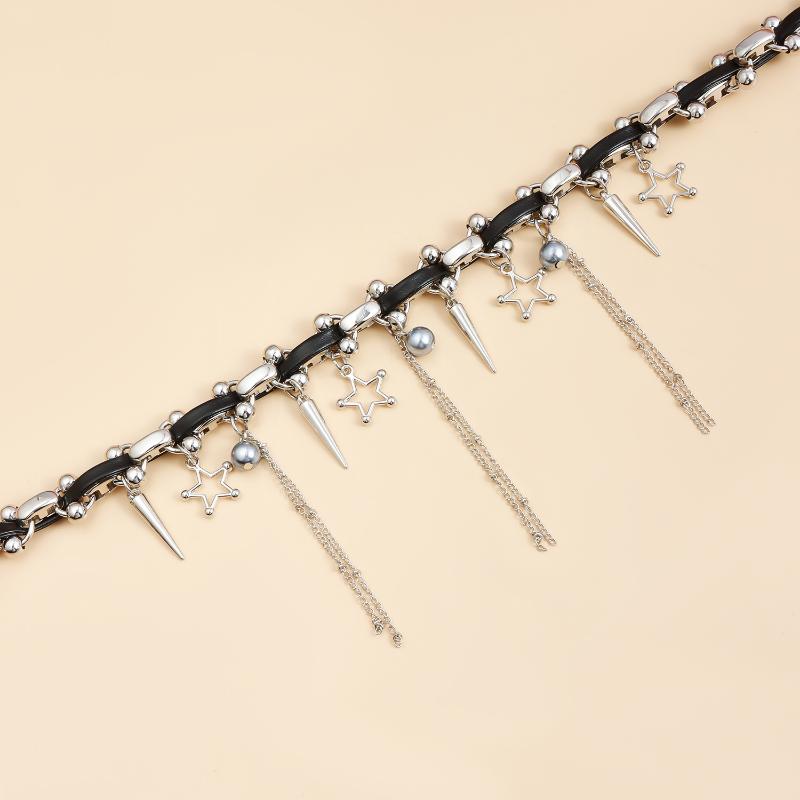 New Five-Pointed Star Tassel Pendant Necklace For Women Y2K Chain Choker Necklace Fashion Party Jewelry Accessories Gift