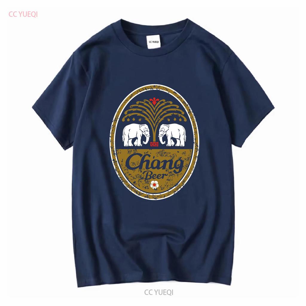 Chang Beer Vintage Logo T Shirt Grey Long or Short Sleeves Vintage Washed Versatile Streetwear Homme Stylish Unisex Casual Soft