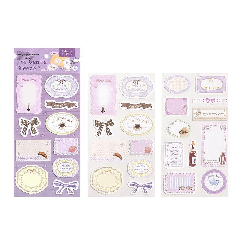 Evening Breeze Seine Series: Tree Grain Die-Cut Decorative Stickers - 4 Sheets for Journals