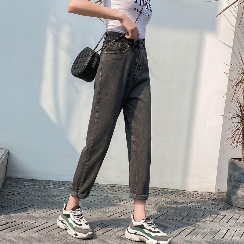 Womens High-Waisted Wide-Leg Straight Cut Denim Jeans Winter Slimming Fit Student Style