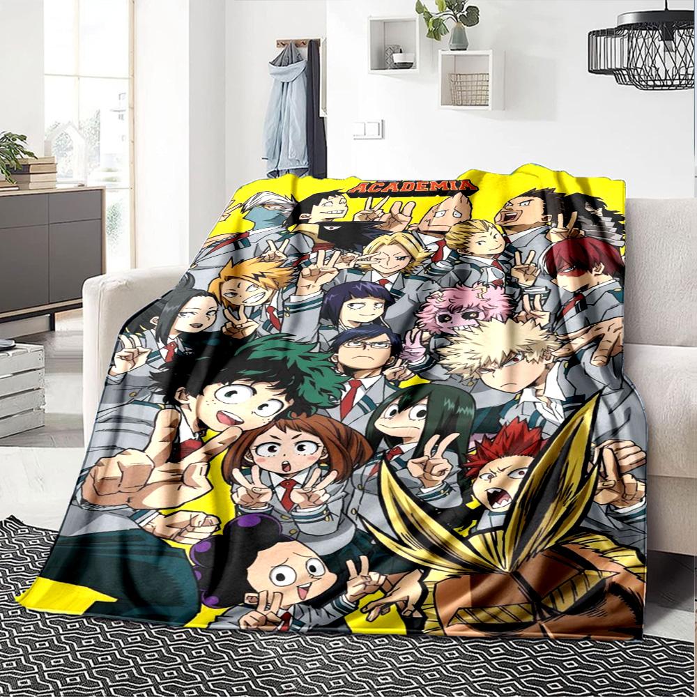 Anime Hero Academia Print Flannel Blanket High Quality Warm Comfortable Cover for All Seasons Perfect for Gifts Home Decor