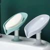 1 porte-savon en forme de feuille, avec ventouse, pour égoutter les éponges de douche, accessoires de cuisine et de salle de bain