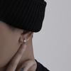 Four-pointed Star Cross Small Hoop Earrings for Men Women Hip Hop Retro Black Silver- Street Gothic Ear Jewelry
