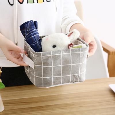 Aufbewahrungskorb mit Griff, Kleinigkeiten-Aufbewahrungskorb, Stoff-Aufbewahrungsbox für den Schreibtisch, Kosmetik
