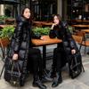 2025 New Black Cotton Coat Korean Style Long Women's Cotton Coat Female Thick Slim Cotton Jacket Winter Skirt
