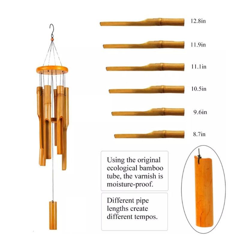 Bambus-Windspiel Röhren-Windspiel 30" Klassisches Zen-Holz-Windspiel Haus-Garten-Dekor