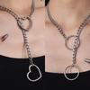 Stainless Steel Heart Necklace Summer Women Girls Retro Punk Silver Color Necklace Elegant Versatile Necklace Fashion Accessory
