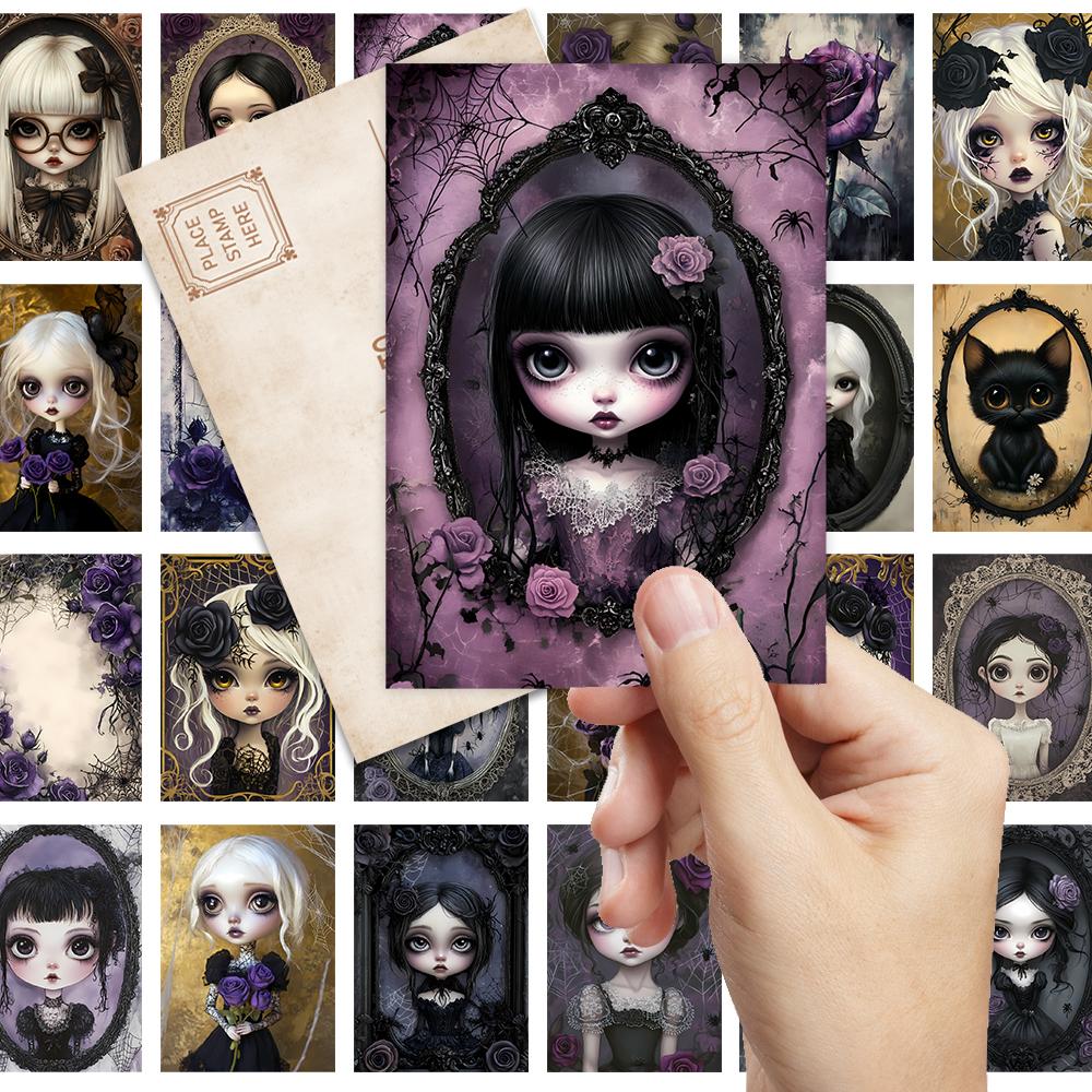 32pcs, Gothic Dark Postcard, Scary Girl, Birthday/Anniversary Gift, Collectible, Suitable for Gift Giving, Can Be Mailed.