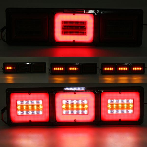 2PCS Trailer Truck Caravan Boat Car Led Rear Stop Tail Light 24V Waterproof Flow Steering Brake Reversing Traffic Fog Lamp